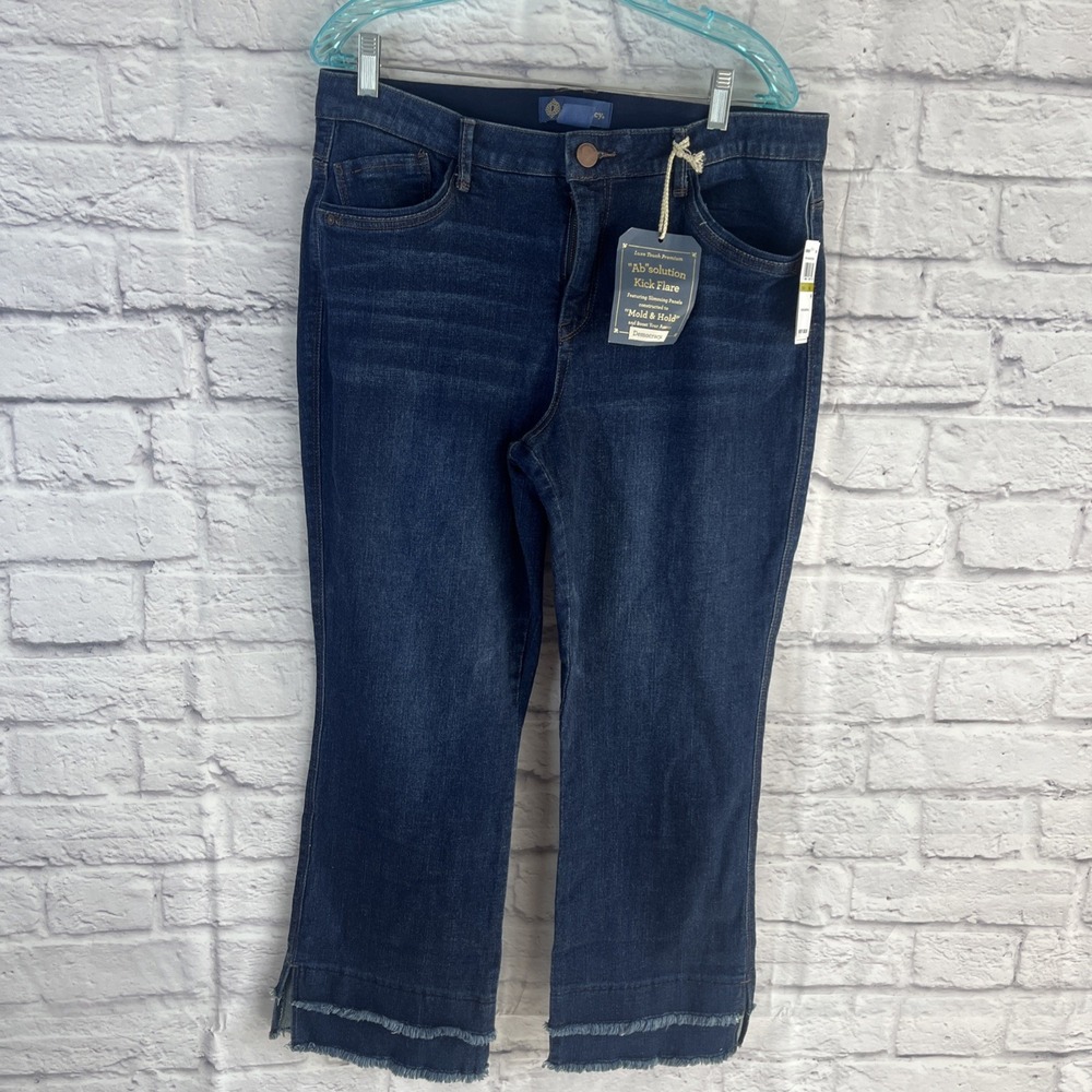 Democracy NWT Double Layer Fray Hem Kick Flare Cropped Jeans Size 14 Festival